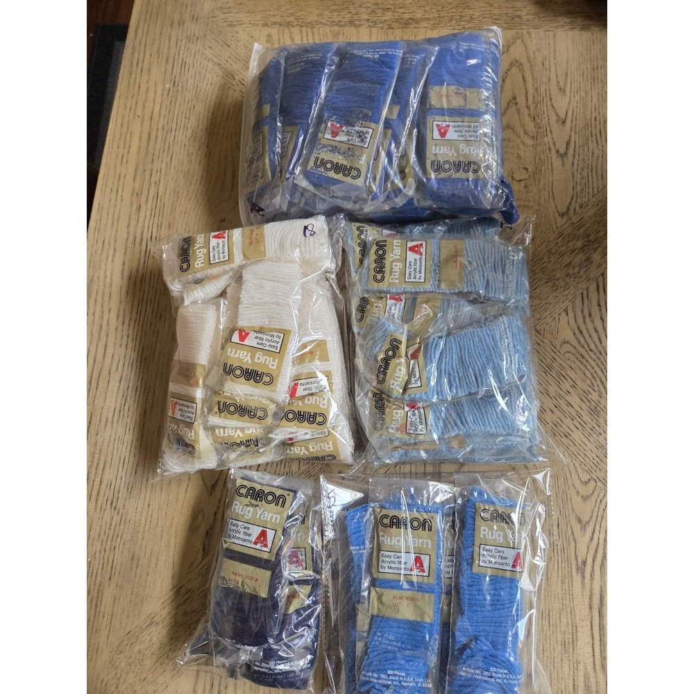 Vintage Lot Of 69 Caron Pre-Cut Acrylic Latch Hook Rug Yarn Assorted Colors NOS